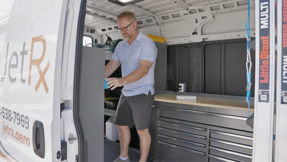 JetRx mechanic inside the AOG support van JetRx mechanic inside the AOG support van