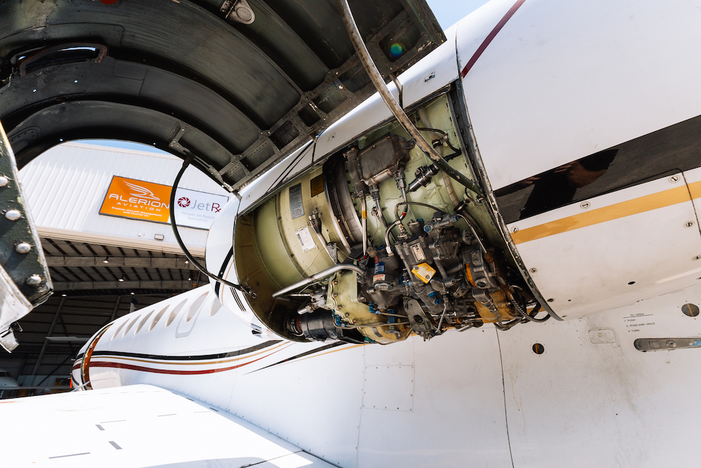 private jet with hatch open